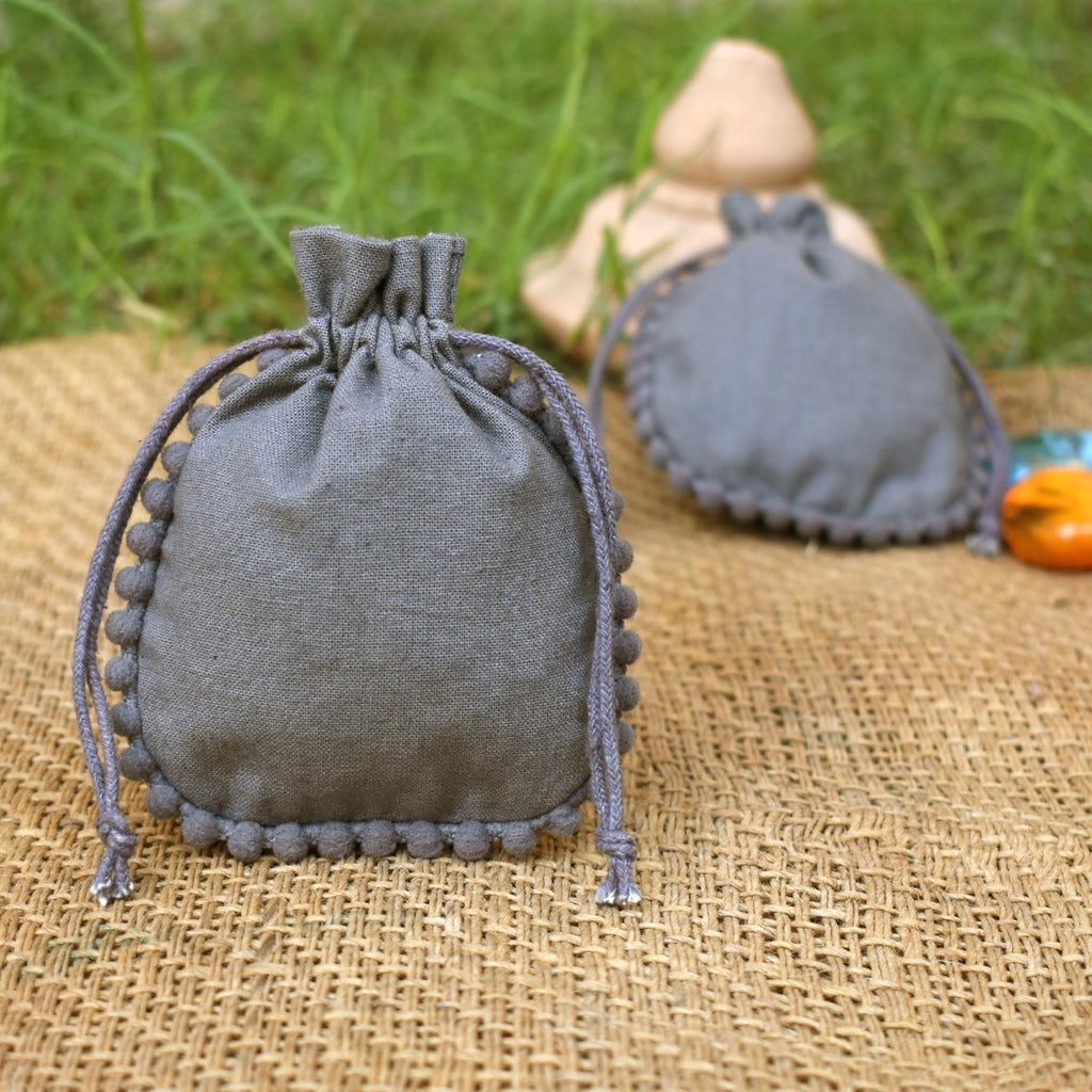 Round Bottom Plain Small Bags for Jewelry Gift Pouches Drawstring Packaging  Linen Trinket Storage Pocket Sachet